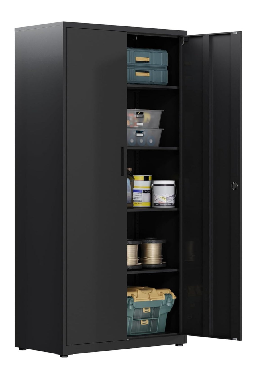 Bueroschrank 181.5H cm in Schwarz mit abschliessbar