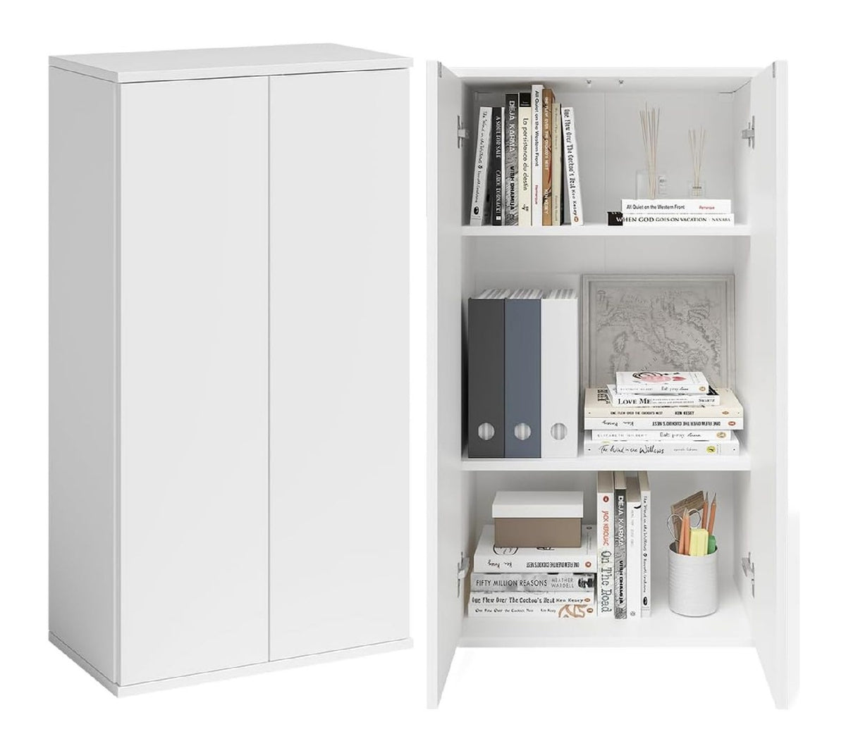 Homeoffice Schrank fuer den Arbeitsplatz, drehbar, Farbe Weiss
