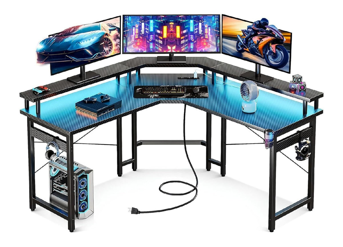 ergonomisch Computertisch in Schwarz fuer Buero und Arbeitszimmer