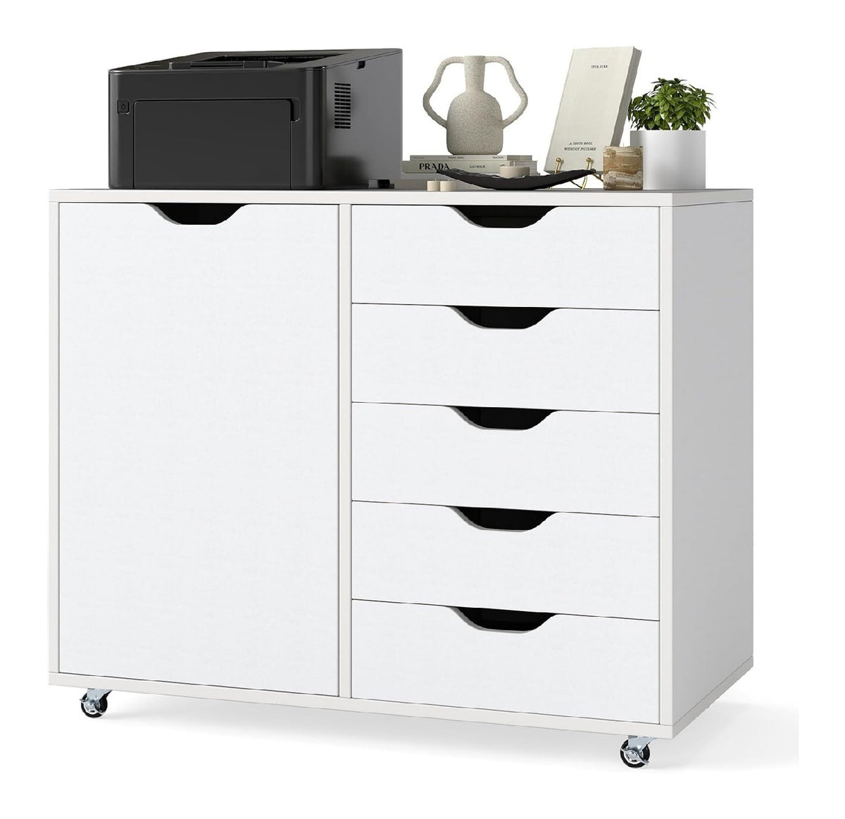 Rollcontainer fuer den Arbeitsplatz, hoehenverstellbar, Farbe Weiss Variante 2