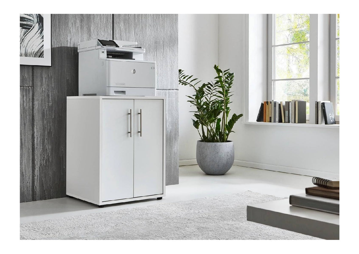 Druckerstaender in Weiss mit funktionales Design