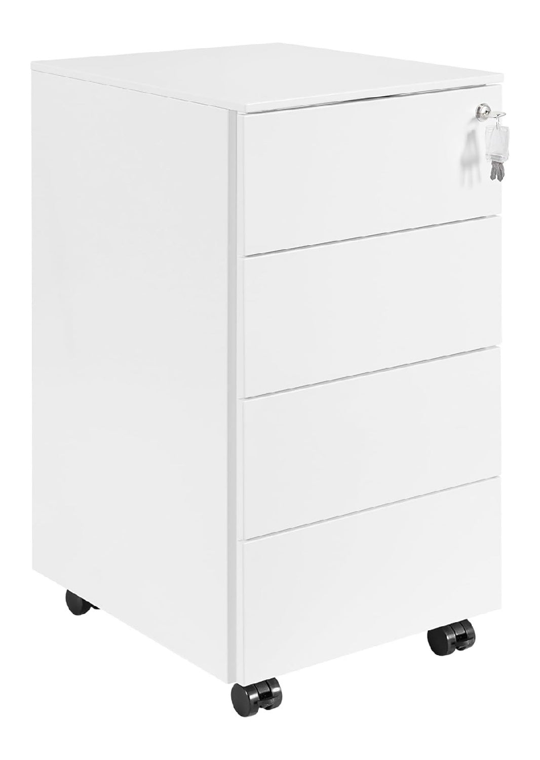 Rollcontainer fuer den Arbeitsplatz, mit Rollen, Farbe Weiss