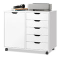 Rollcontainer mit mit Rollen und mit Schubladen in Weiss