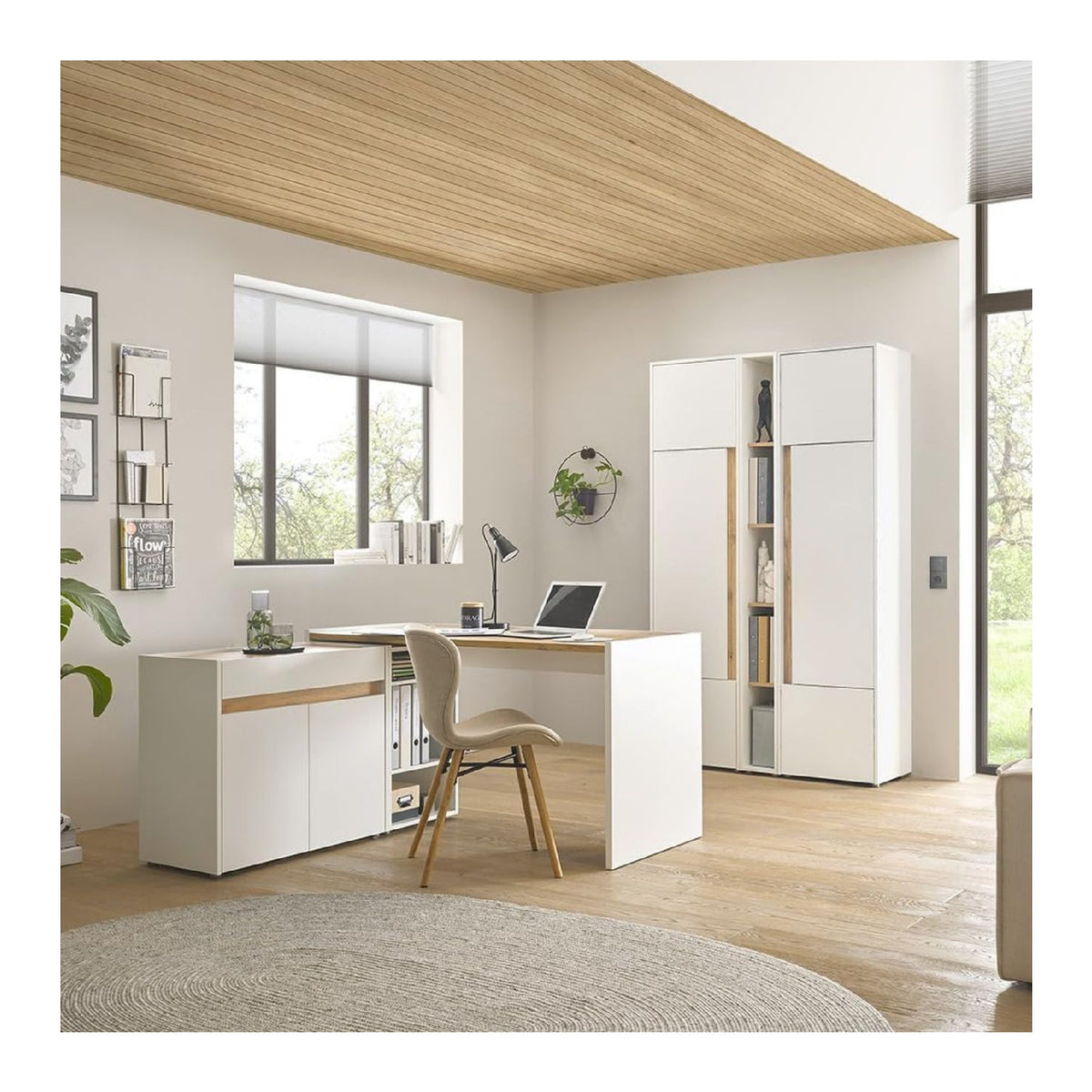 Anthrazit / Schwarzer Bueromoebel Set mit fuer Wandmontage fuer flexible Arbeitsbereiche
