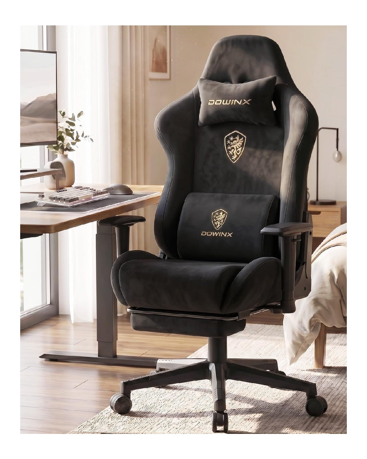 ergonomisch Gamingstuhl in Schwarz fuer Buero und Arbeitszimmer