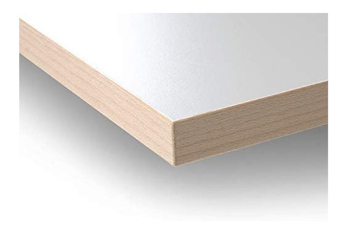 Arbeitstisch in Weiss / Buche mit ergonomisch