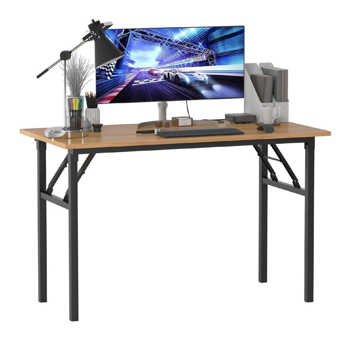 Schwarzer Konferenztisch mit klappbar fuer flexible Arbeitsbereiche