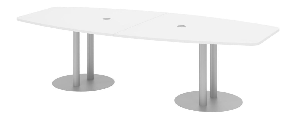 Konferenztisch in Silber / Weiss mit ergonomisch