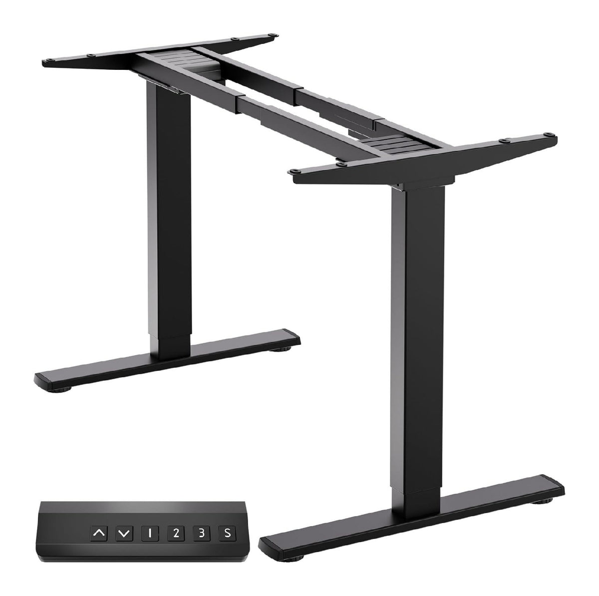 Schreibtischaufsatz 120 cm x 120 cm in Schwarz mit hoehenverstellbar