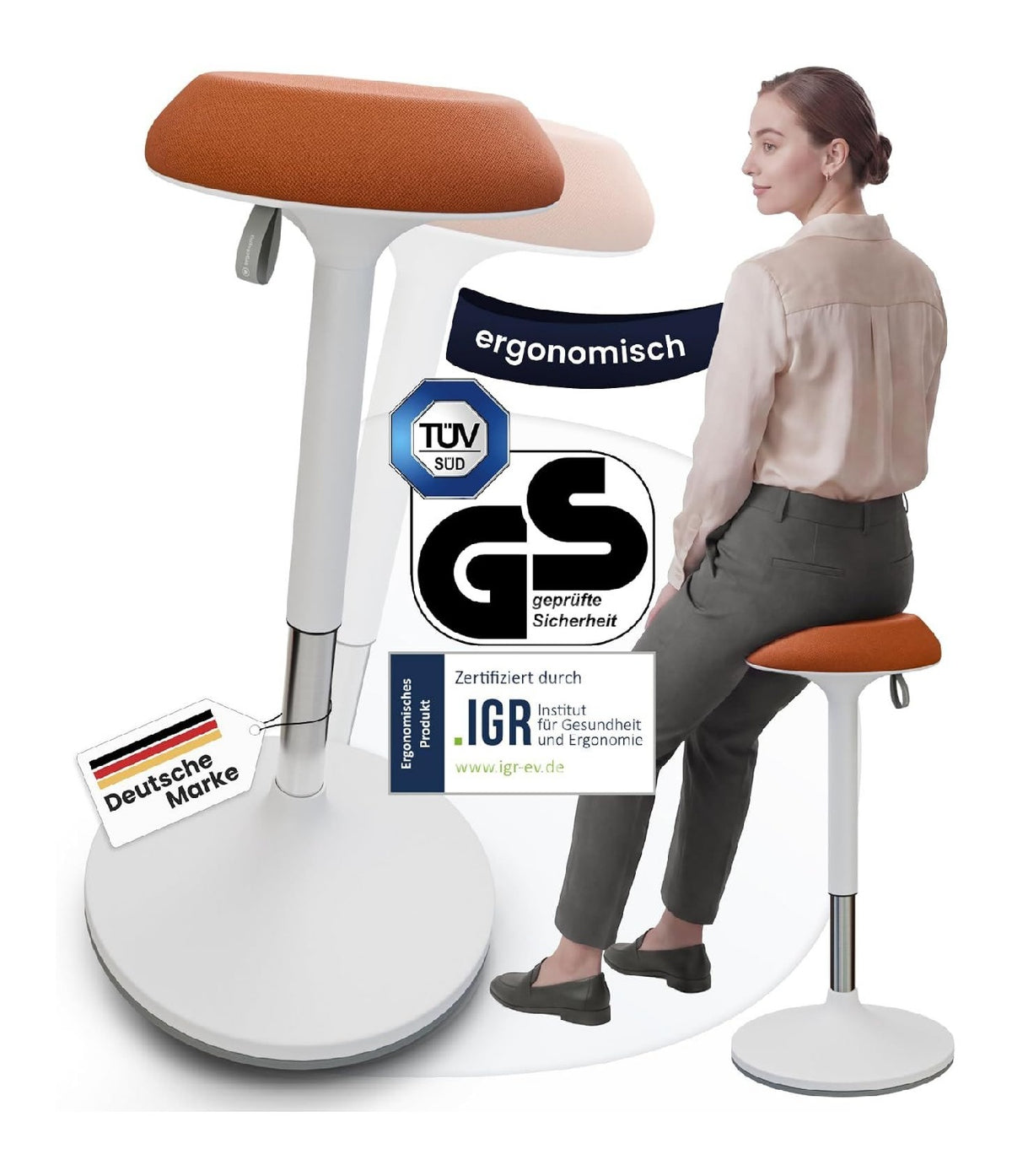 Buerohocker mit hoehenverstellbar und ergonomisch in Schwarz