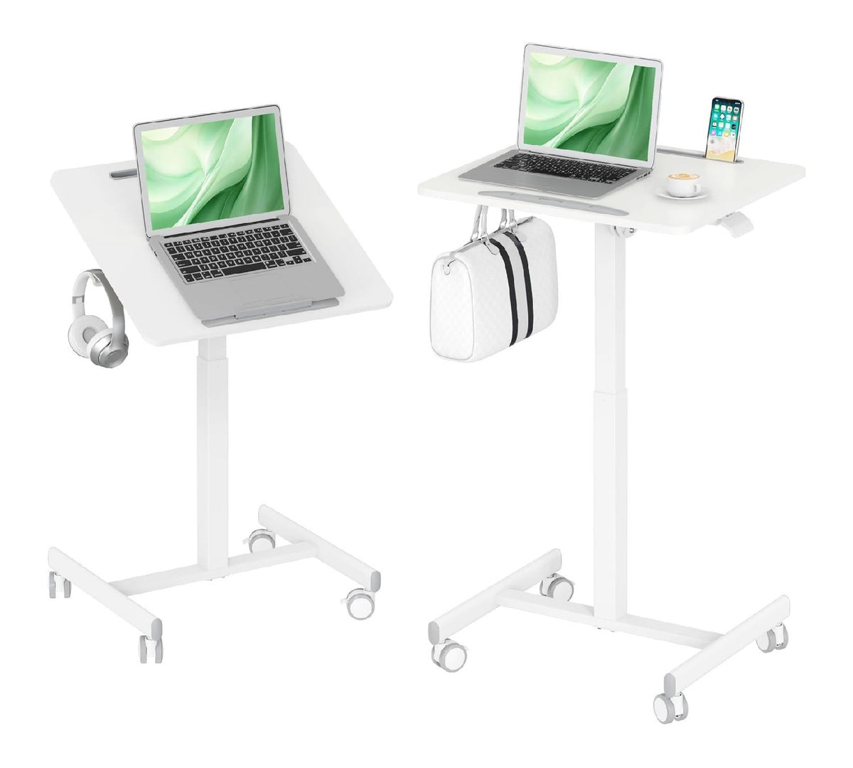 Computertisch fuer den Arbeitsplatz, hoehenverstellbar, Farbe Weiss