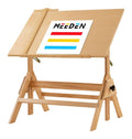 hoehenverstellbar Zeichentisch in Weiss / Natur fuer Buero und Arbeitszimmer Variante 2